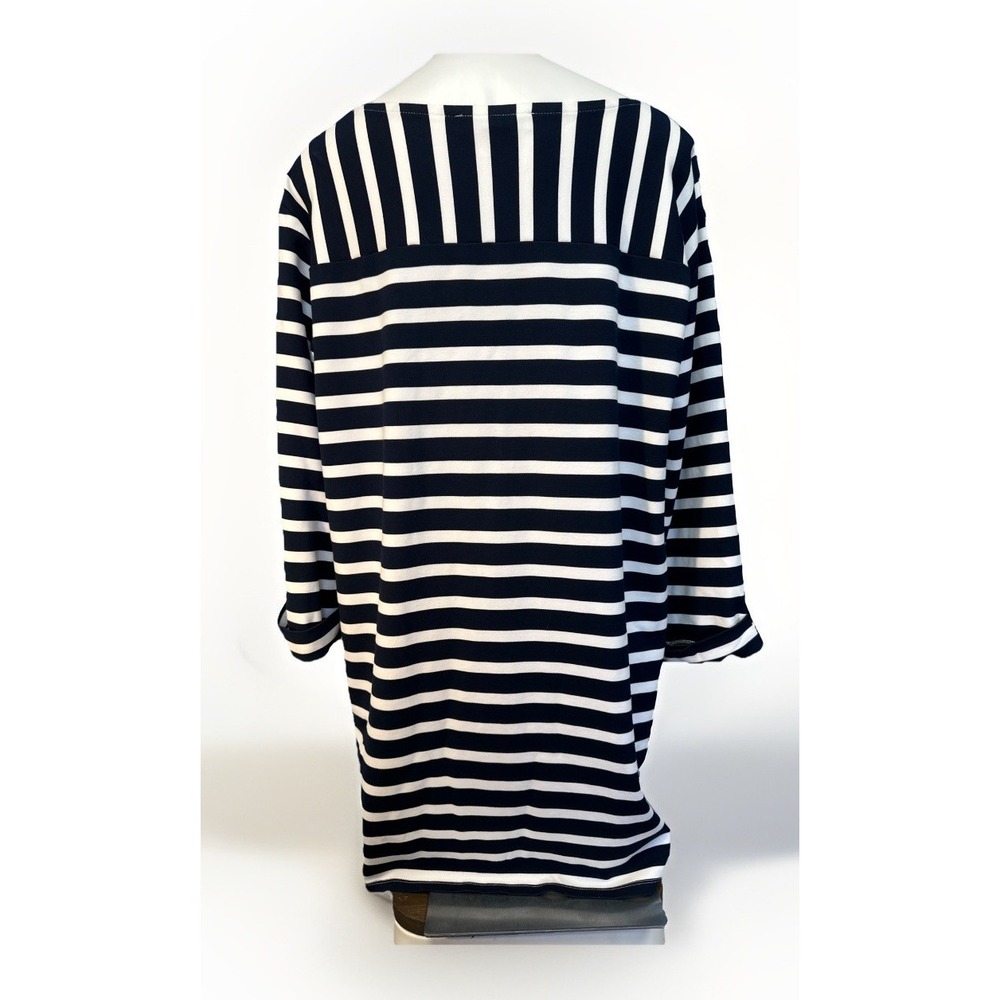 LOFT Size XL Blue & White‎ Striped 3/4 Sleeve Thick Tunic EUC - Picture 5 of 5